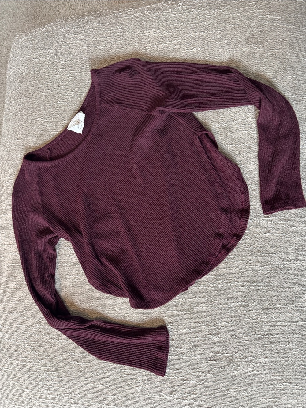 Long Sleeve Ribbed Women's Top in Plum